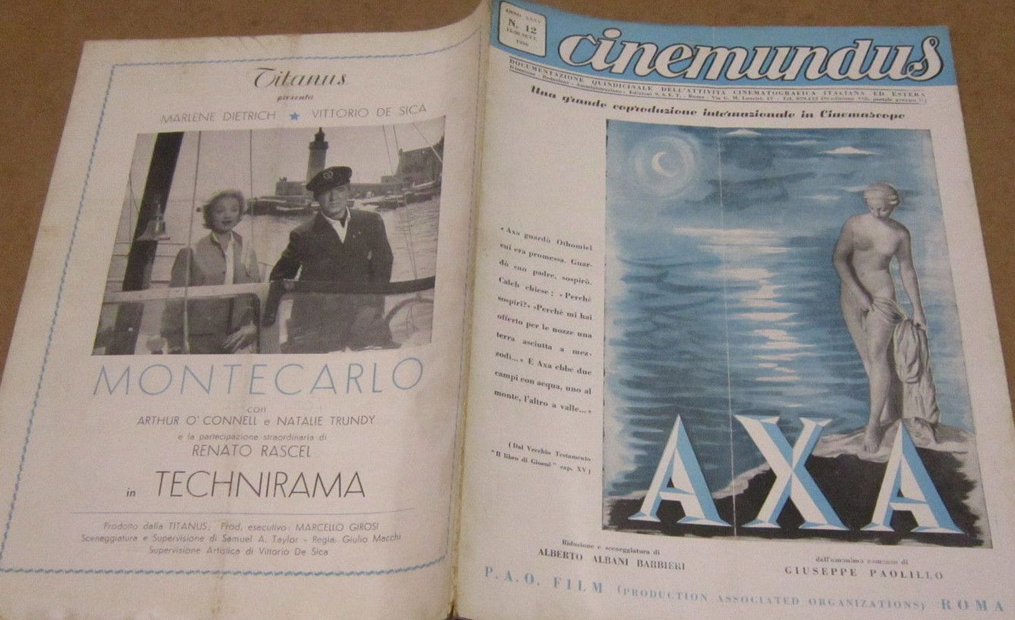 CINEMUNDUS magazine side cover Issue 12  September 1956