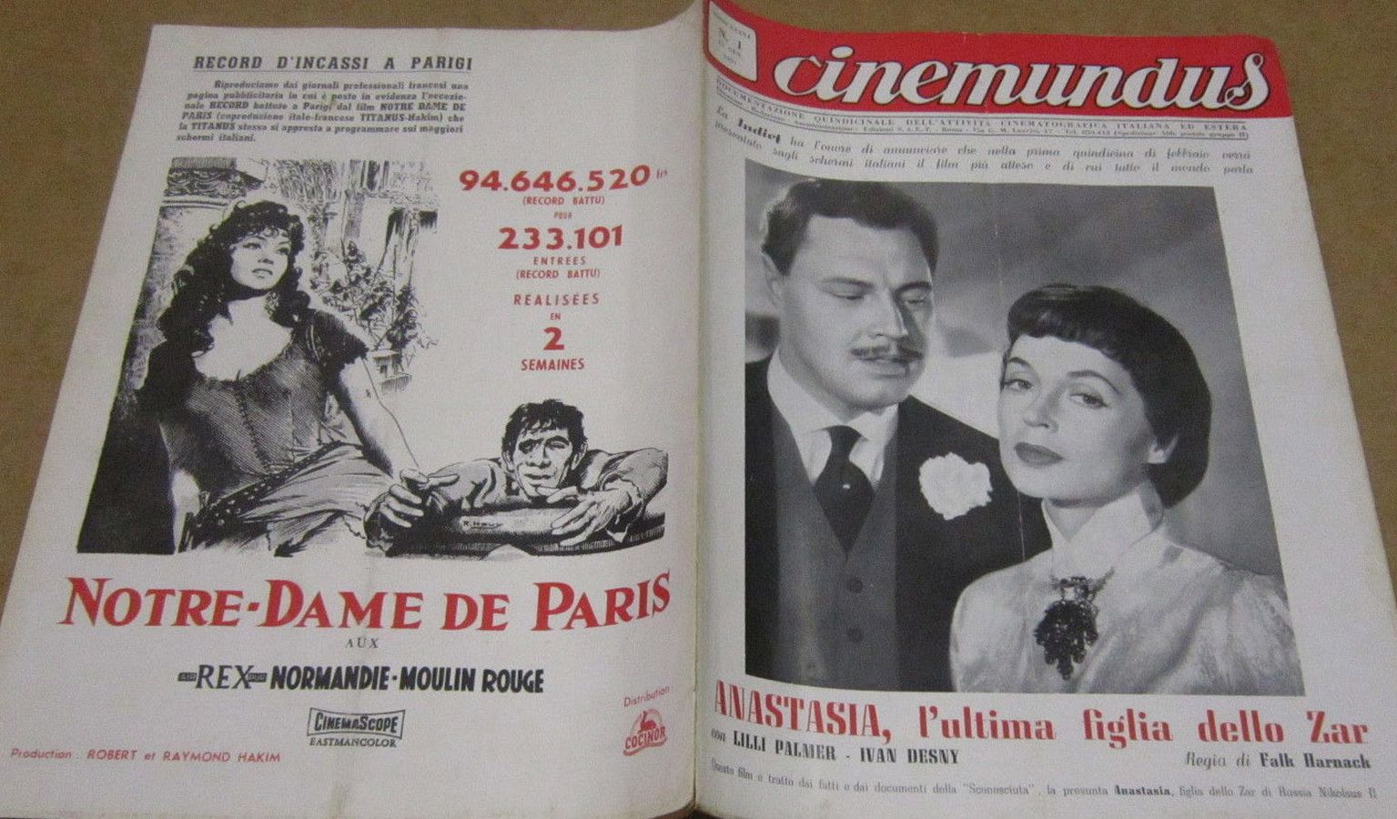 CINEMUNDUS magazine side cover Issue 1  January 1957