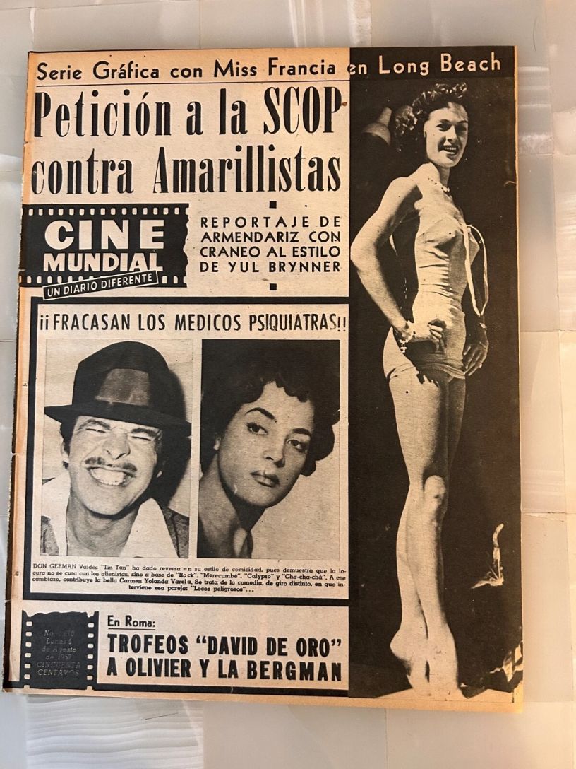 CINE MUNDIAL magazine side cover 5 August 1957