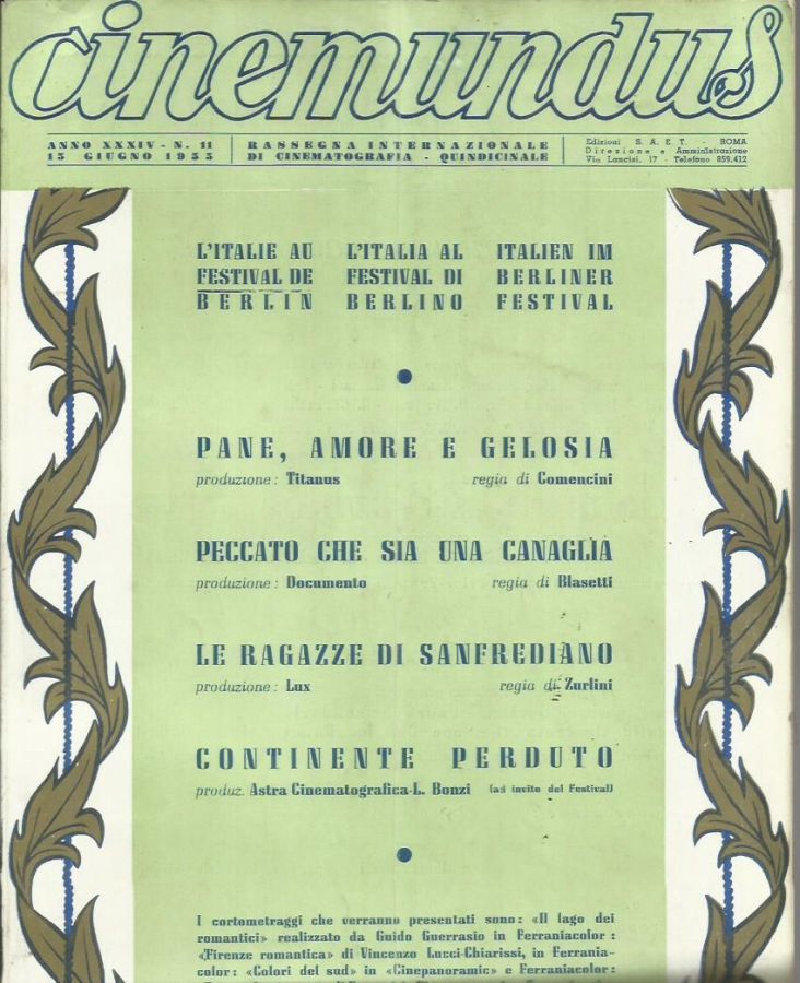 CINEMUNDUS magazine side cover Issue 11 15 June 1955