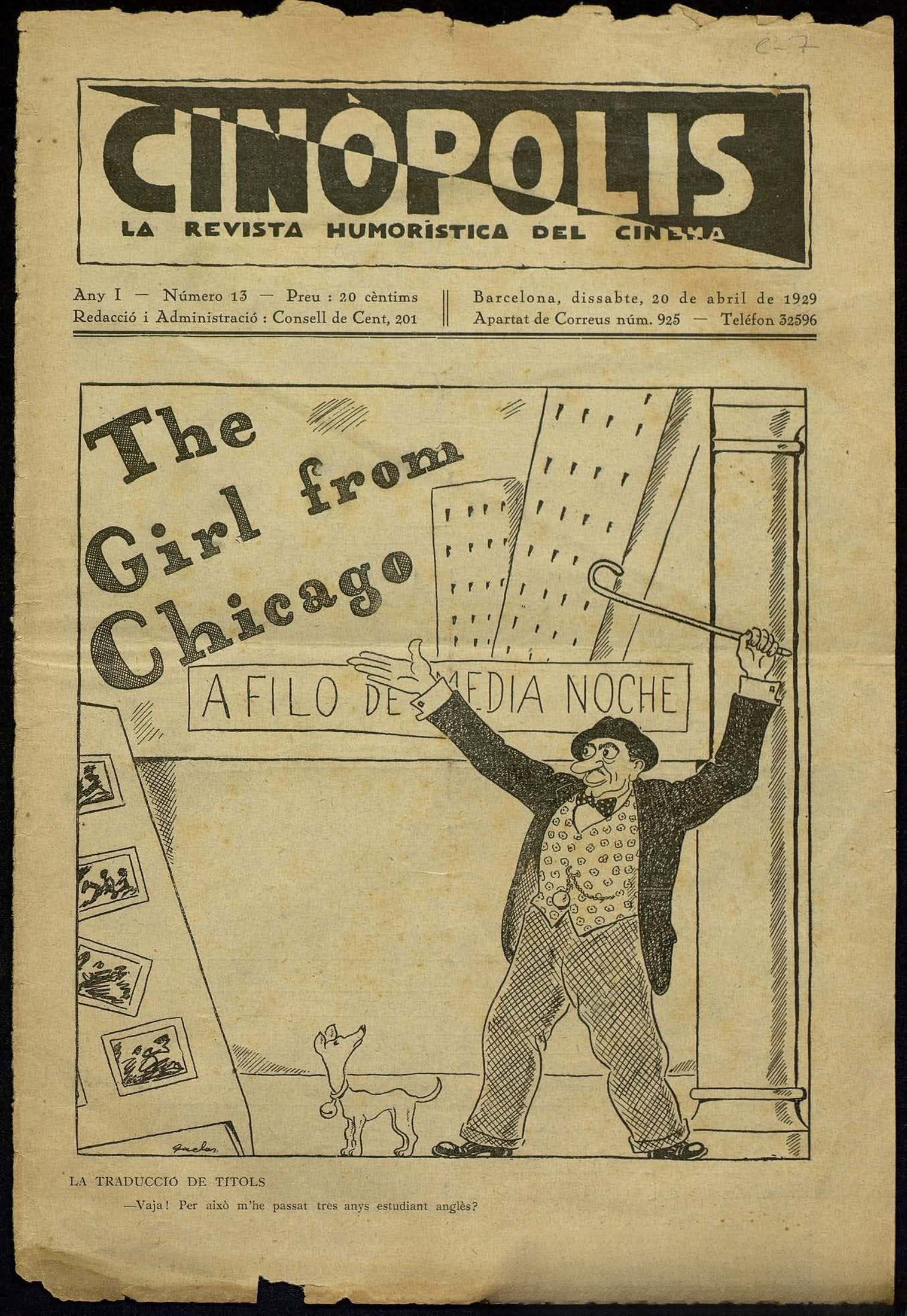 CINOPOLIS magazine side cover Issue 13 20 April 1929
