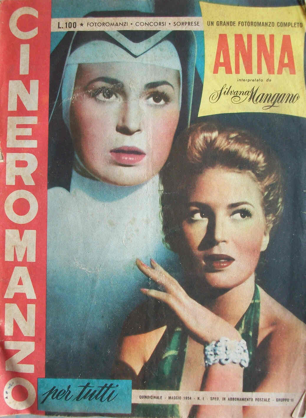 CINEROMANZO PER TUTTI magazine side cover Issue 1 May 1954