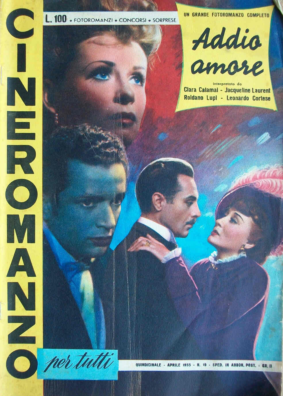 CINEROMANZO PER TUTTI magazine side cover Issue 19 April 1955