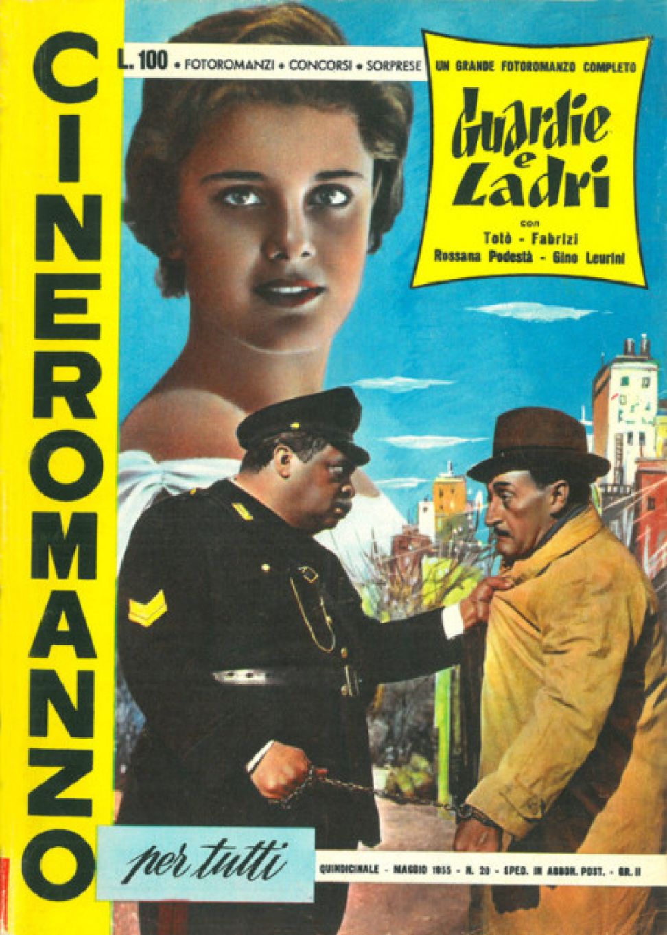 CINEROMANZO PER TUTTI magazine side cover Issue 20 May 1955