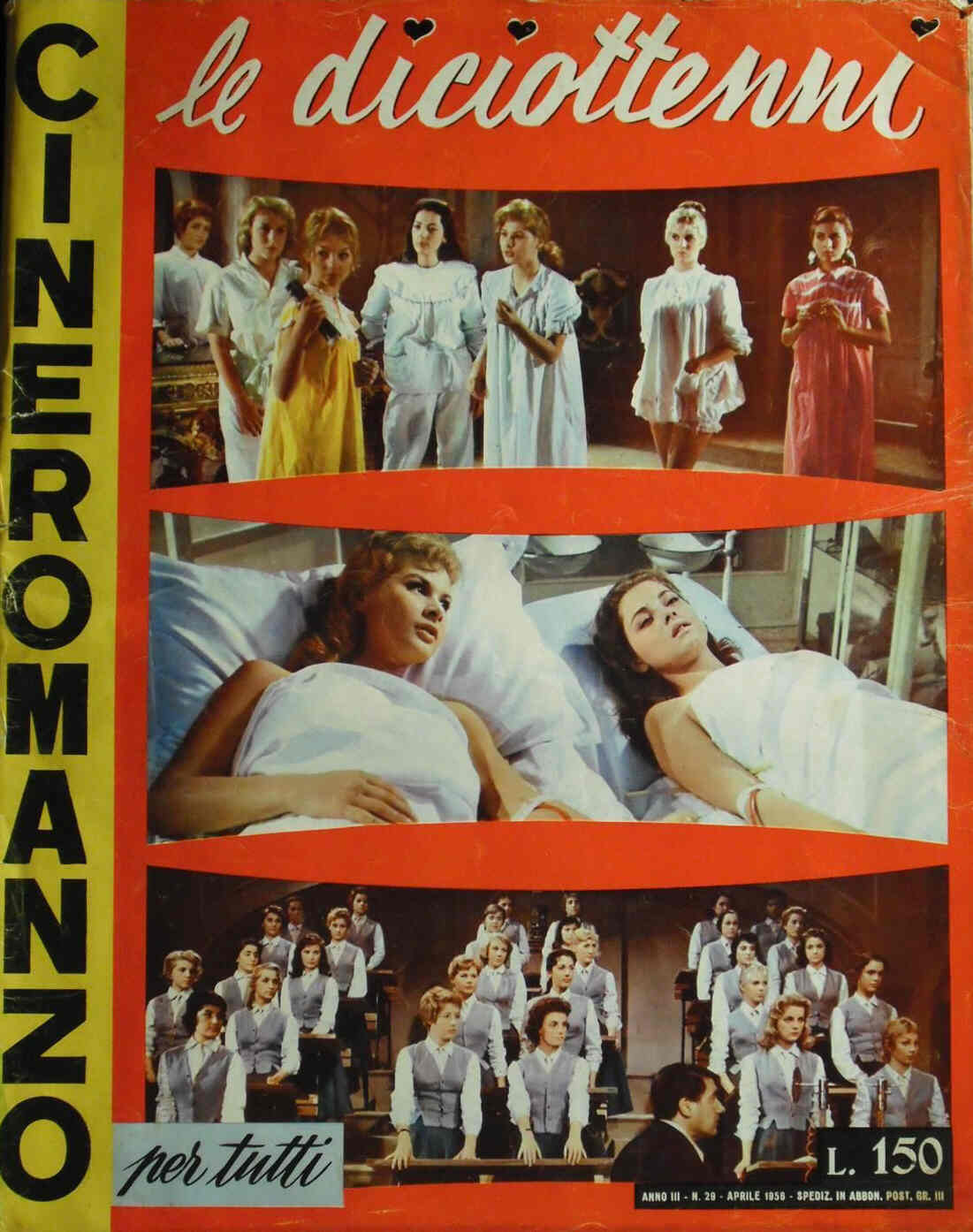 CINEROMANZO PER TUTTI magazine side cover Issue 29 April 1956