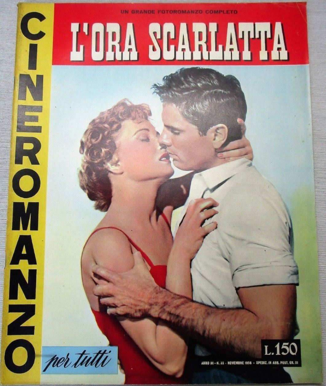 CINEROMANZO PER TUTTI magazine side cover Issue 33  November 1956