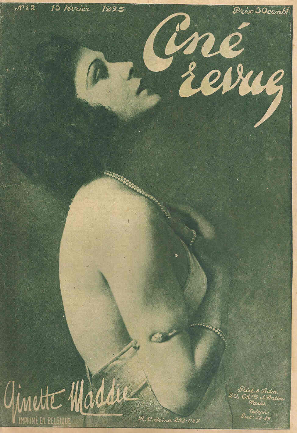 CINE REVUE (20s Be) magazine side cover Issue 2 13 February 1925