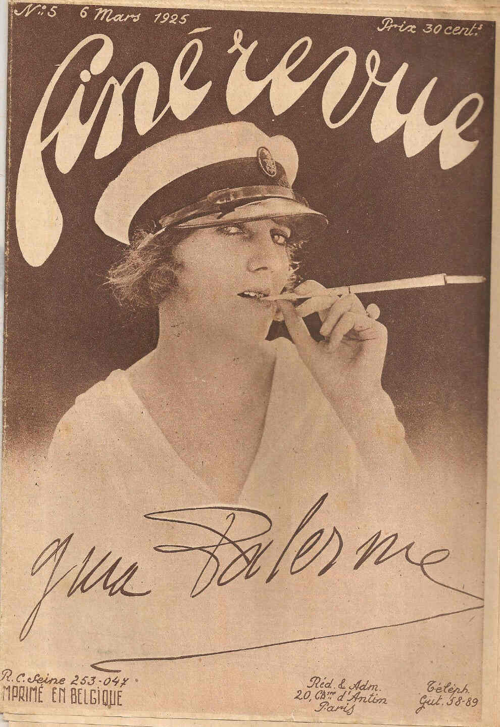 CINE REVUE (20s Be) magazine side cover Issue 5 6 March 1925