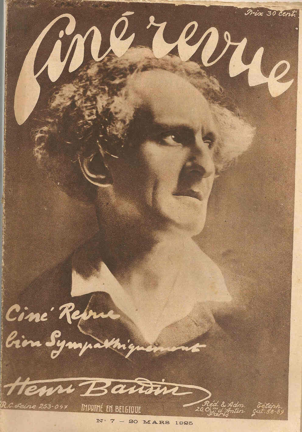 CINE REVUE (20s Be) magazine side cover Issue 7 20 March 1925