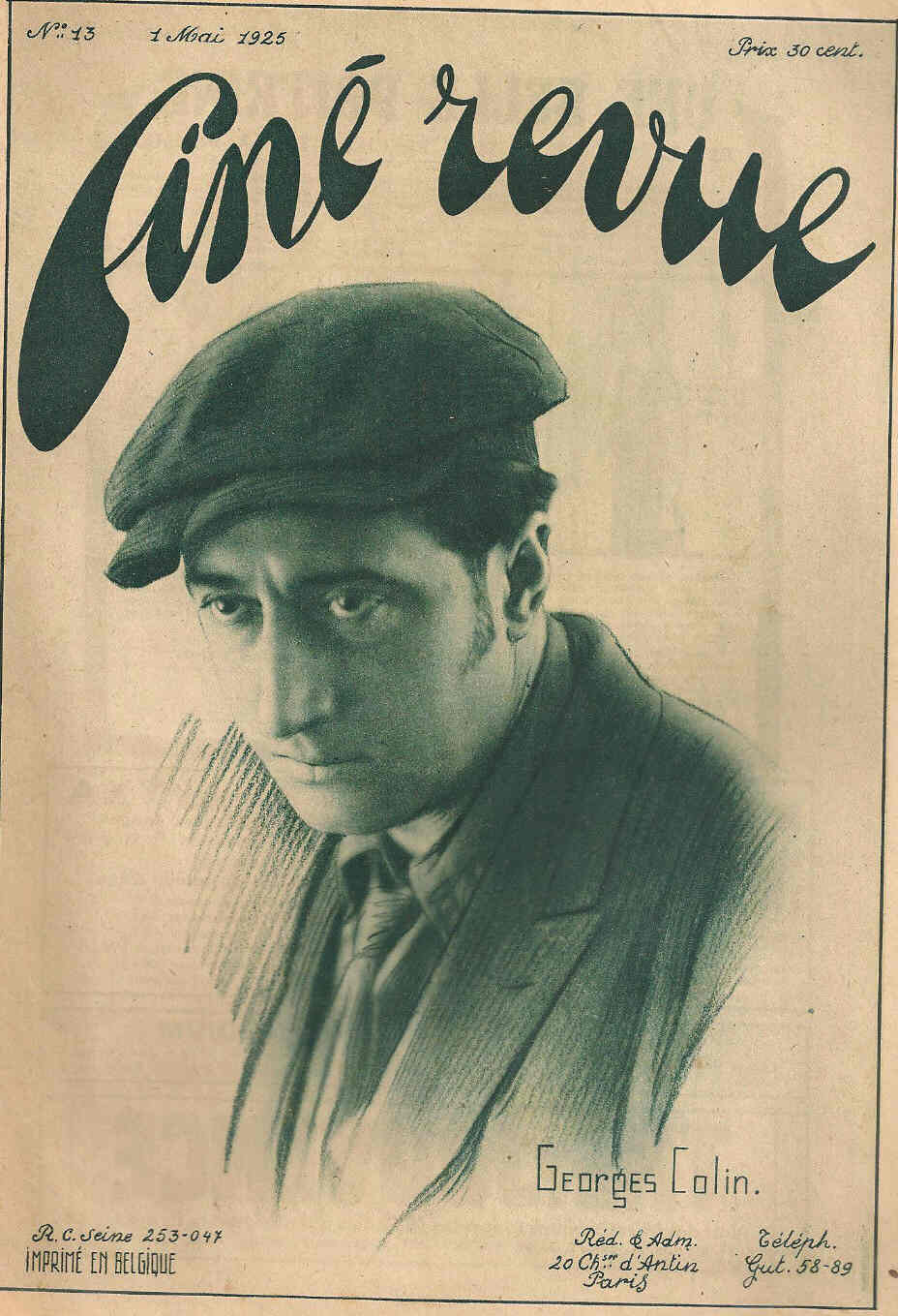 CINE REVUE (20s Be) magazine side cover Issue 13 1 May 1925