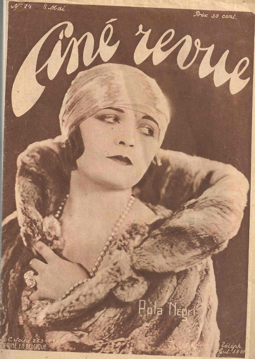 CINE REVUE (20s Be) magazine side cover Issue 14 8 May 1925