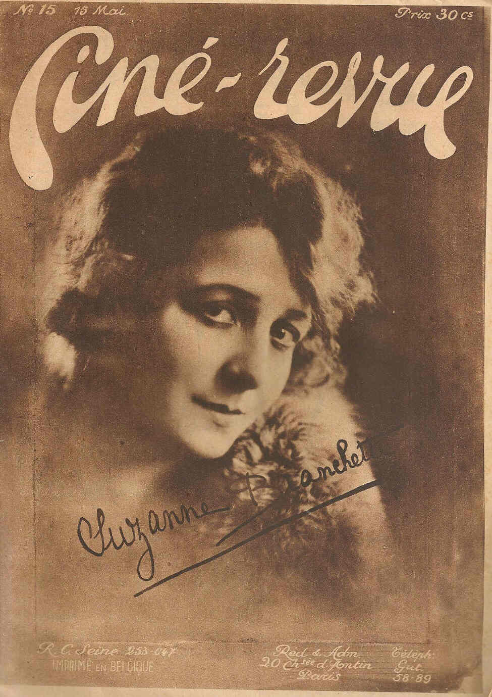 CINE REVUE (20s Be) magazine side cover Issue 15 15 May 1925