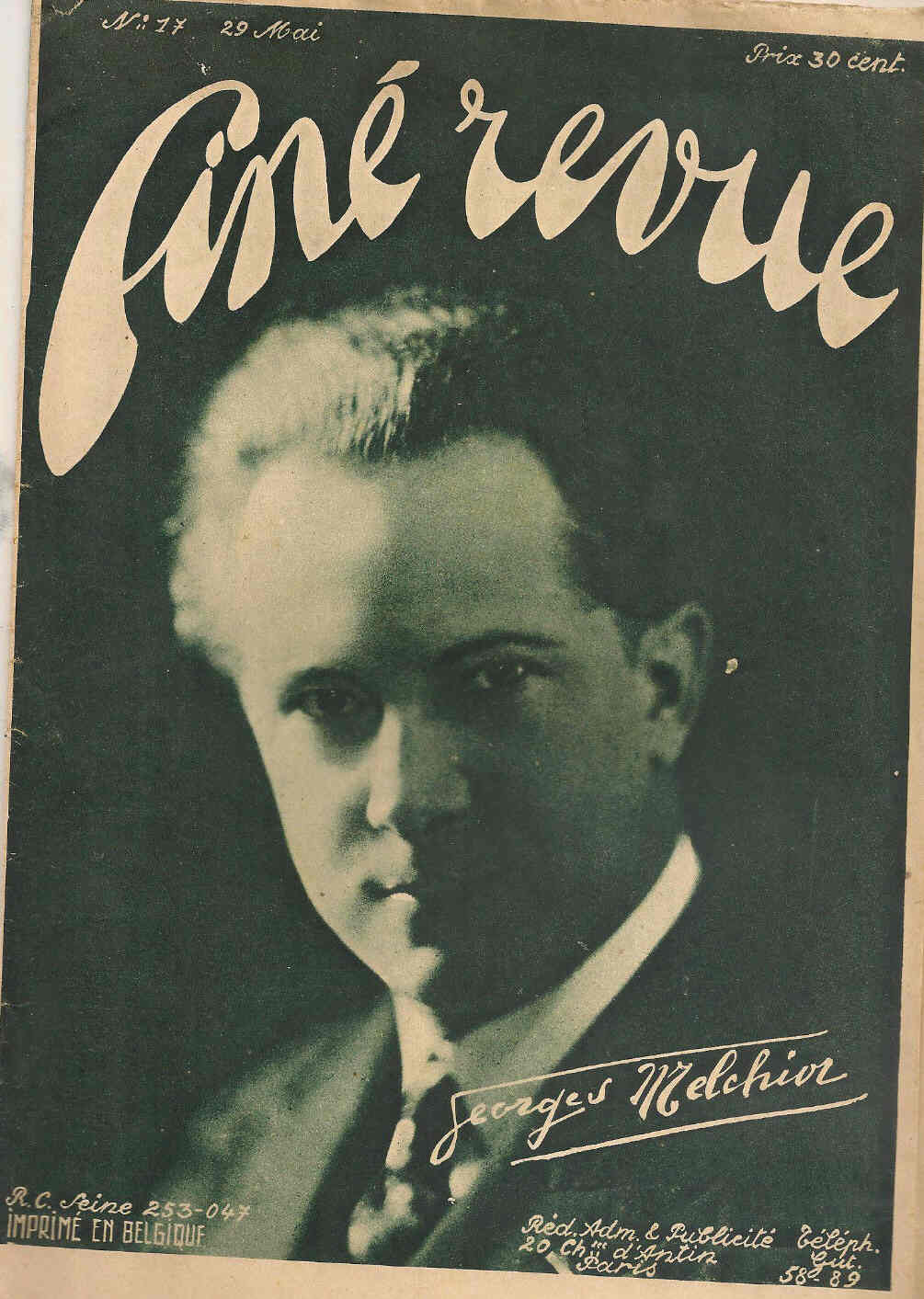 CINE REVUE (20s Be) magazine side cover Issue 17 29 May 1925