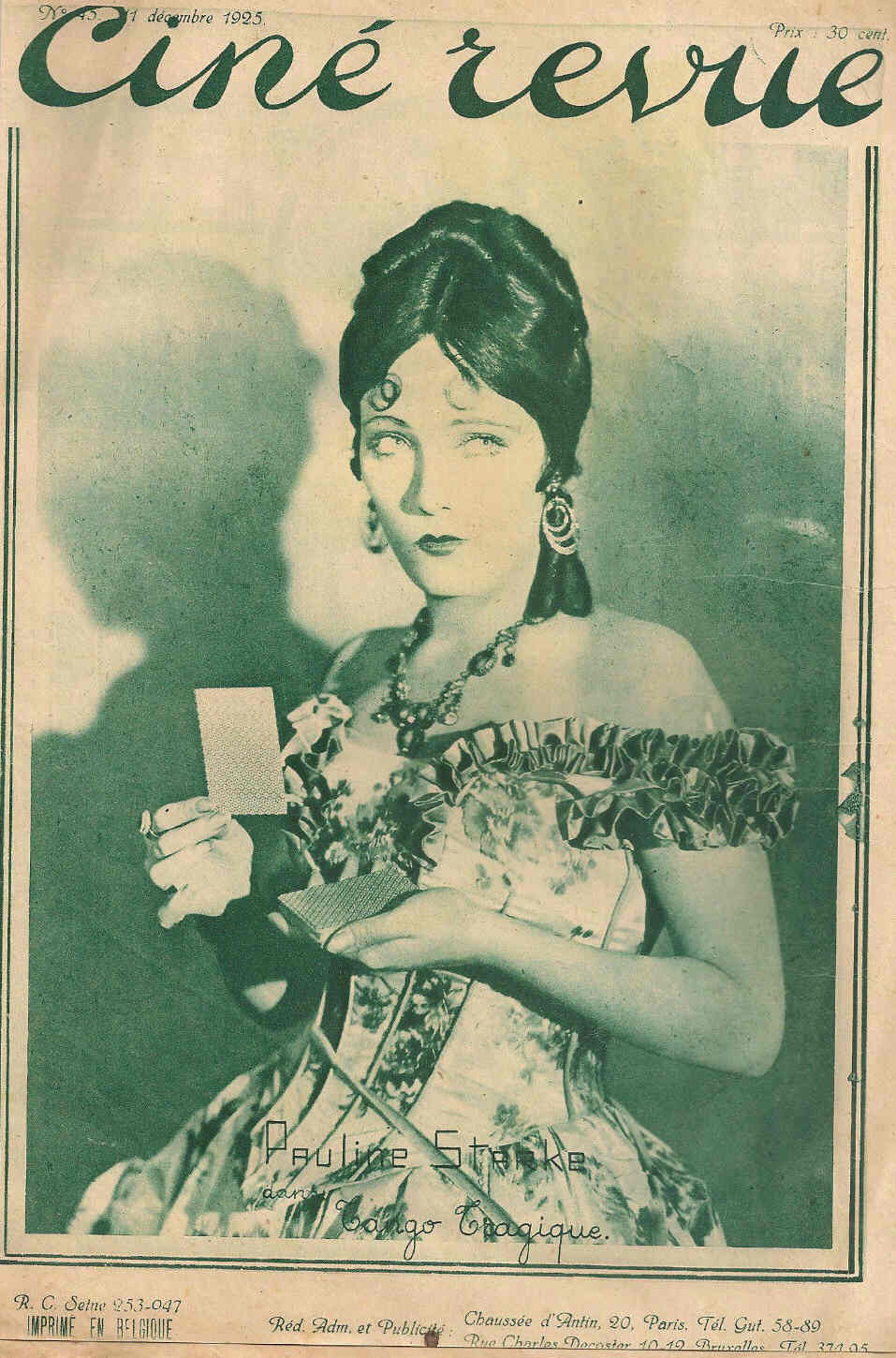 CINE REVUE (20s Be) magazine side cover Issue 45 11 December 1925