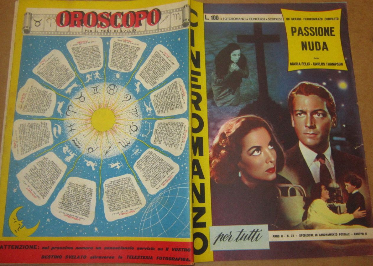 CINEROMANZO PER TUTTI magazine side cover Issue 22   1955