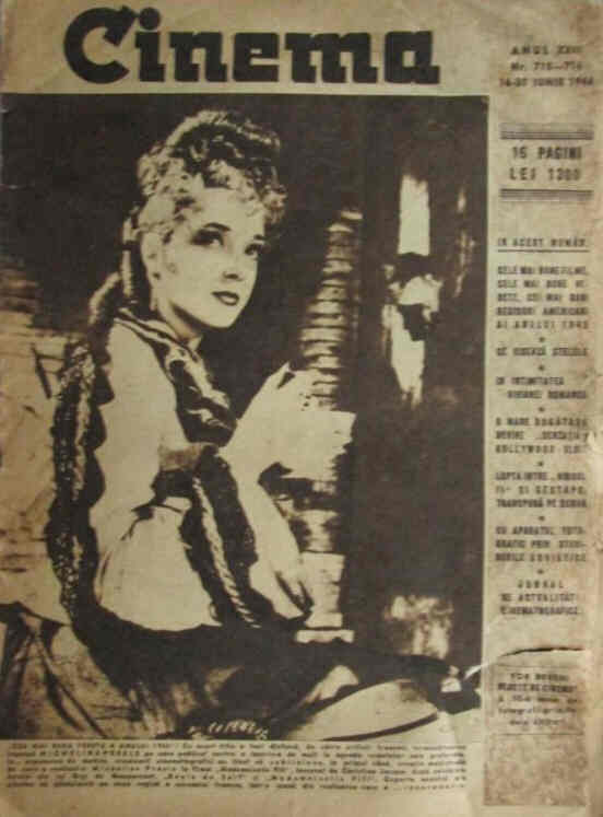 CINEMA (Romania) magazine side cover Issue 715-6 16 June 1946