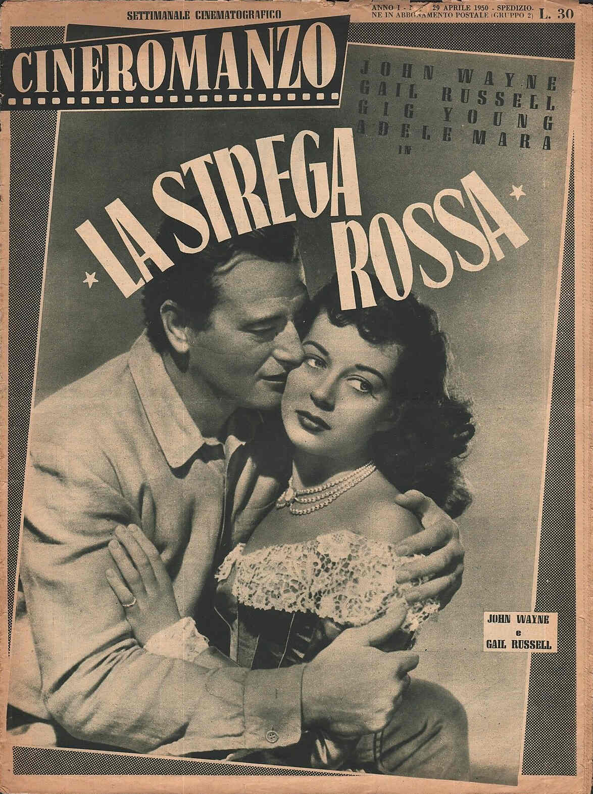 CINEROMANZO: SETTIMANALE CINEMATOGRAFICO magazine side cover Issue 5 29 April 1950
