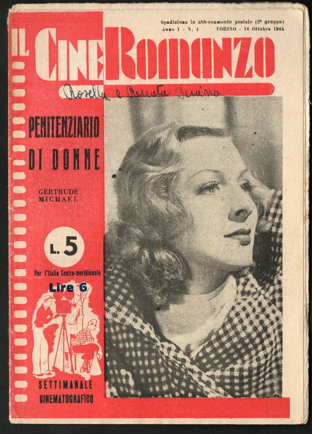 CINEROMANZO 1945 magazine side cover Issue 4 14 October 1945