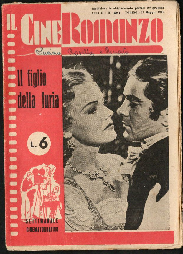 CINEROMANZO 1945 magazine side cover Issue 21 27 May 1946