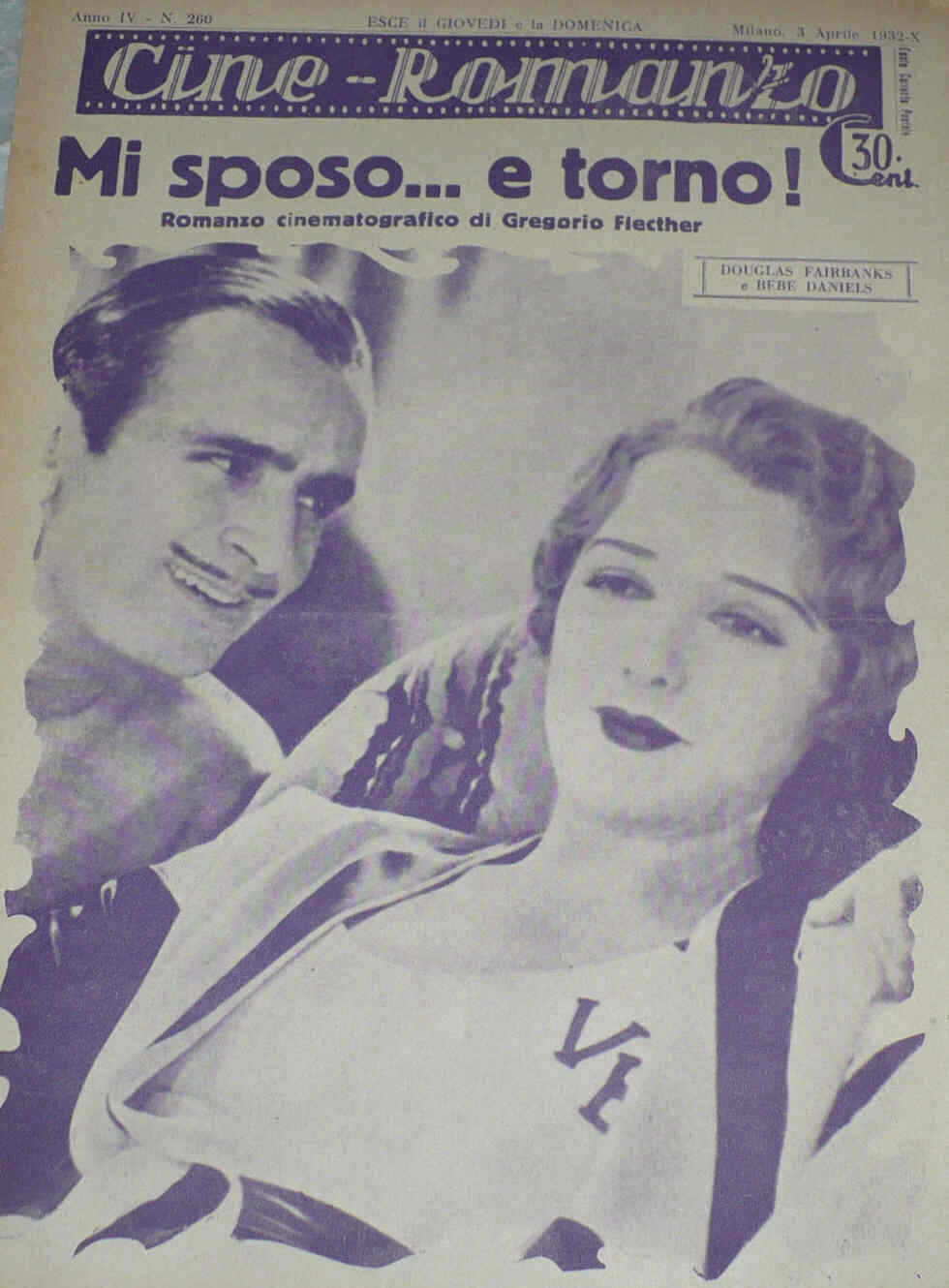 CINE ROMANZO magazine side cover Issue 260 3 April 1932
