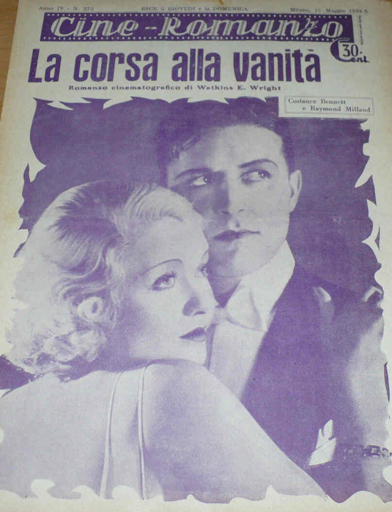 CINE ROMANZO magazine side cover Issue 272 15 May 1932
