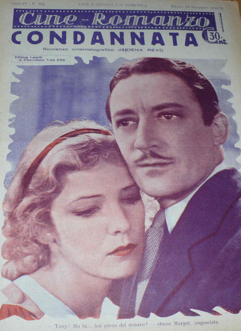 CINE ROMANZO magazine side cover Issue 334 18 December 1932