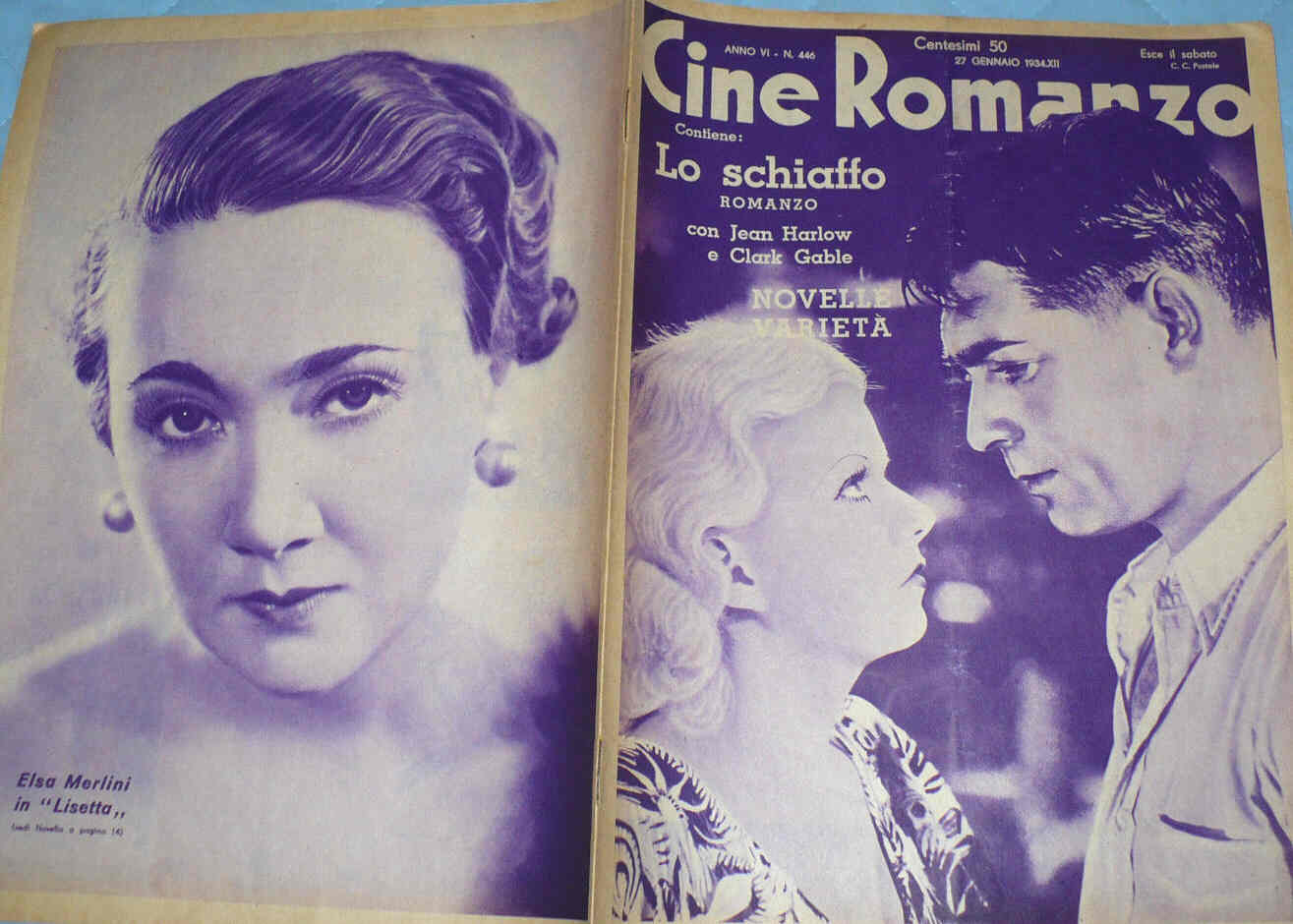 CINE ROMANZO magazine side cover Issue 446 27 January 1934