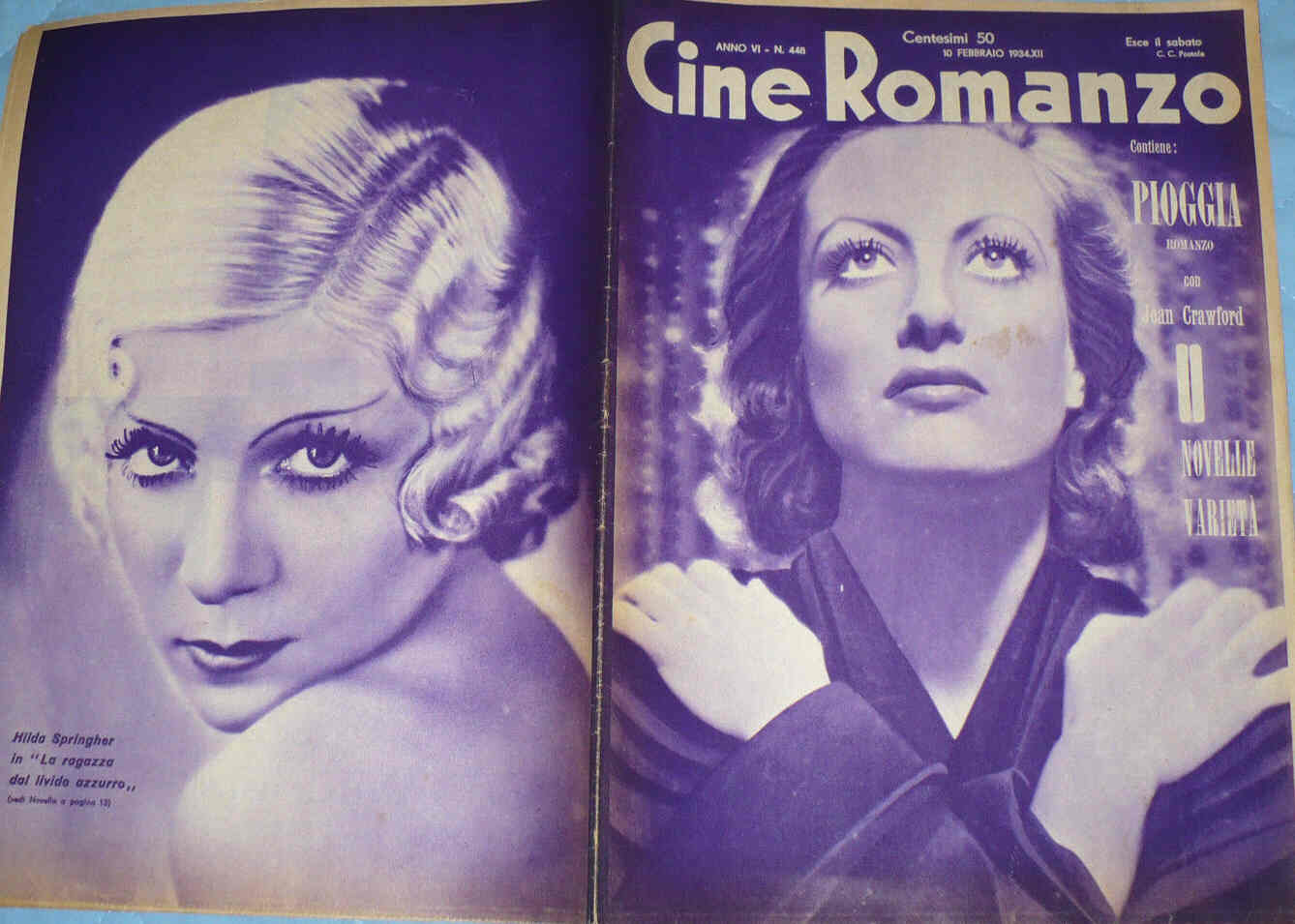 CINE ROMANZO magazine side cover Issue 448 10 February 1934