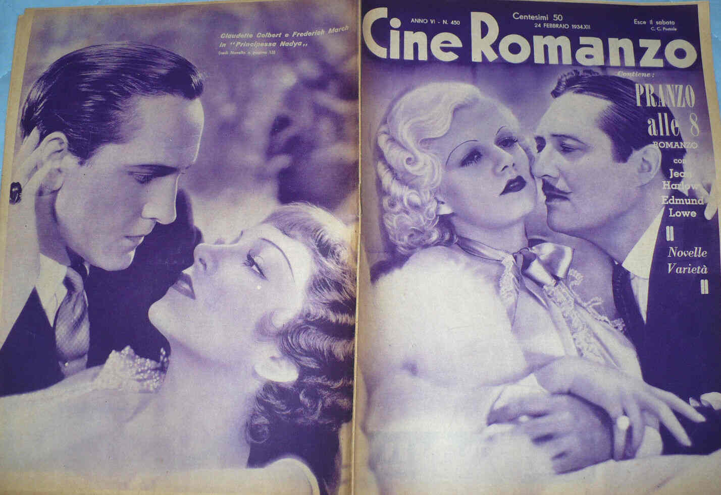 CINE ROMANZO magazine side cover Issue 450 24 February 1934
