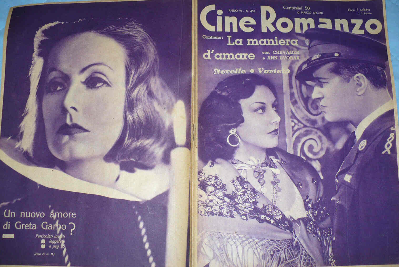 CINE ROMANZO magazine side cover Issue 452 10 March 1934