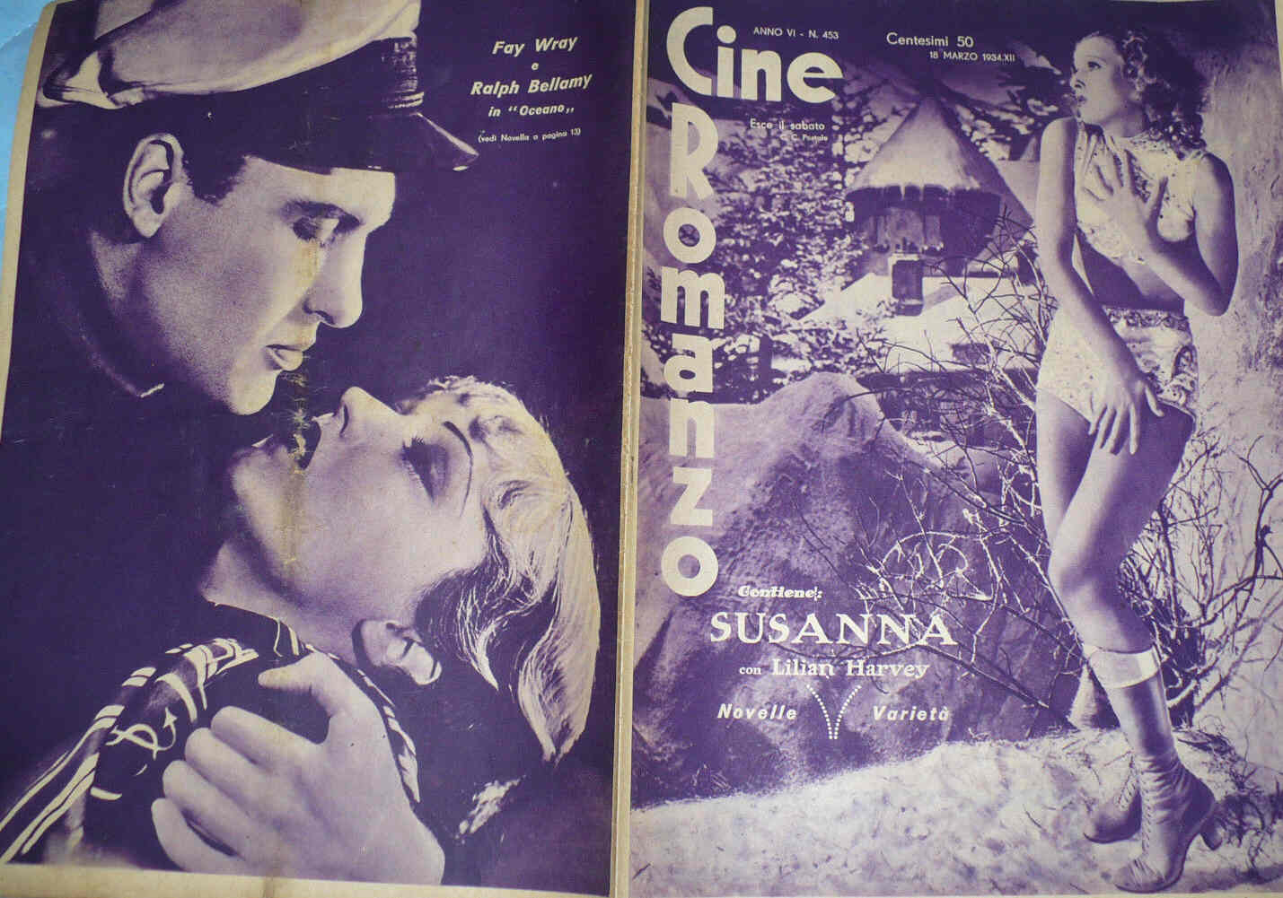 CINE ROMANZO magazine side cover Issue 453 18 March 1934