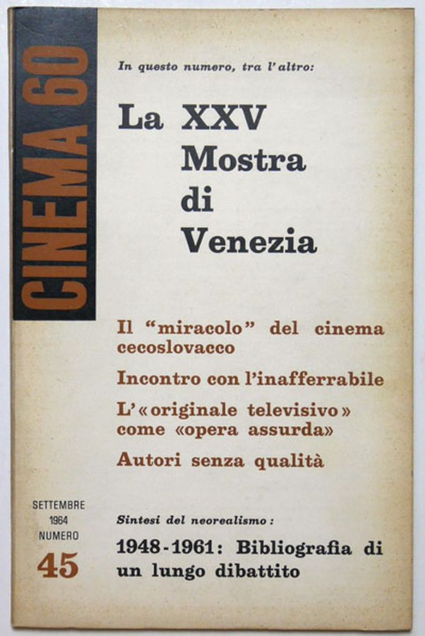 CINEMASESSANTA magazine side cover Issue 45  September 1964