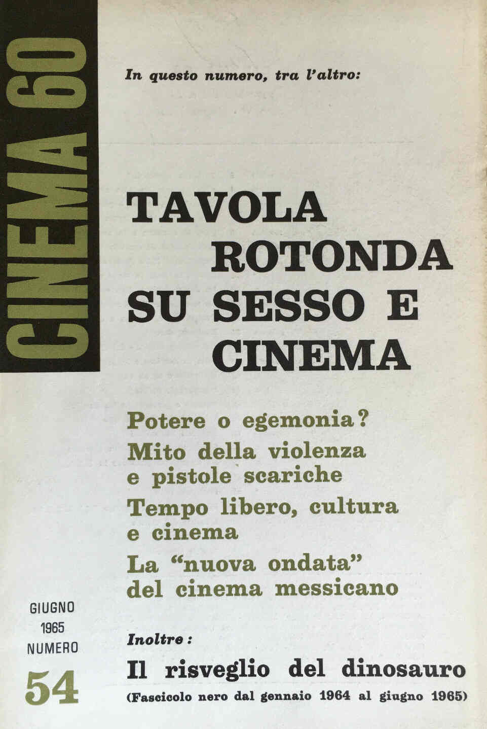 CINEMASESSANTA magazine side cover Issue 54 June 1965
