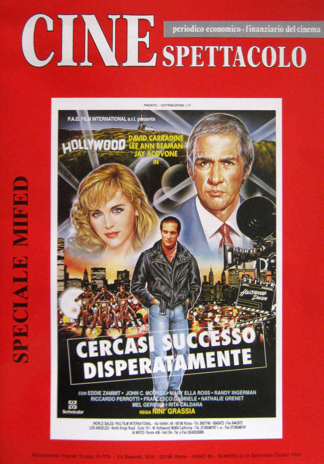 CINE SPETTACOLO magazine side cover September/October 1993