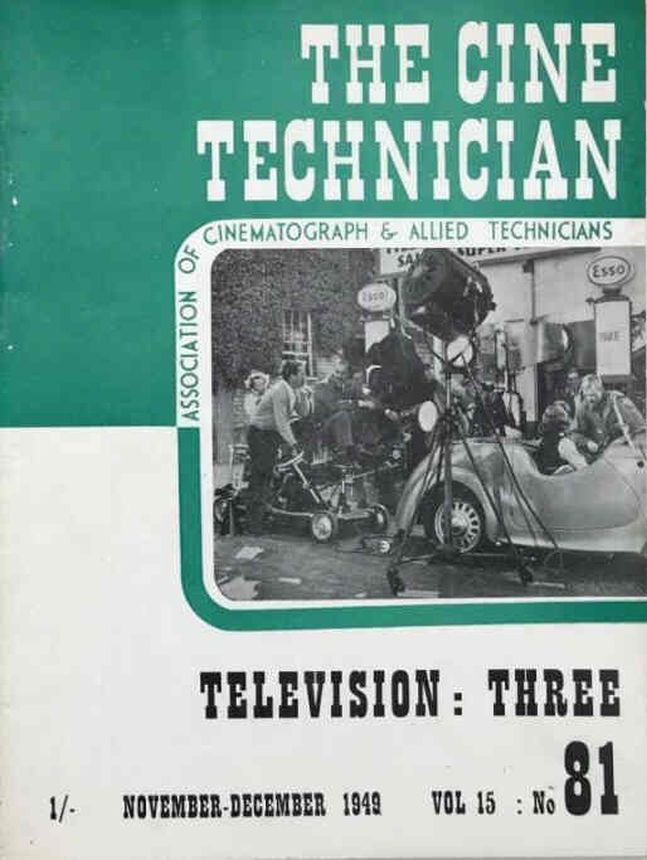 CINE TECHNICIAN magazine side cover Issue 81  November/December 1949