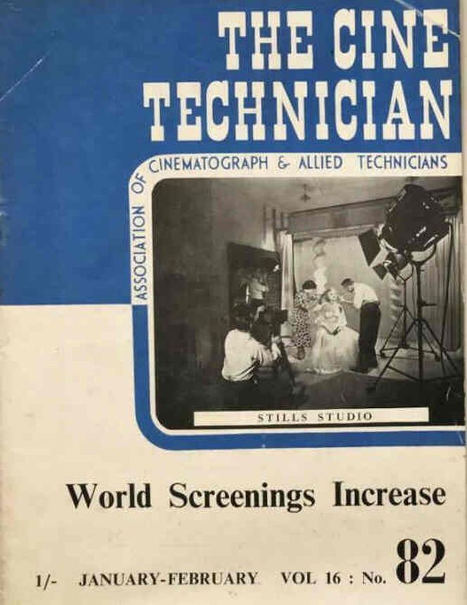 CINE TECHNICIAN magazine side cover Issue 82  January/February 1950