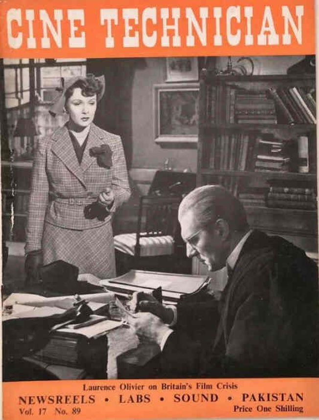 CINE TECHNICIAN magazine side cover Issue 89   1951