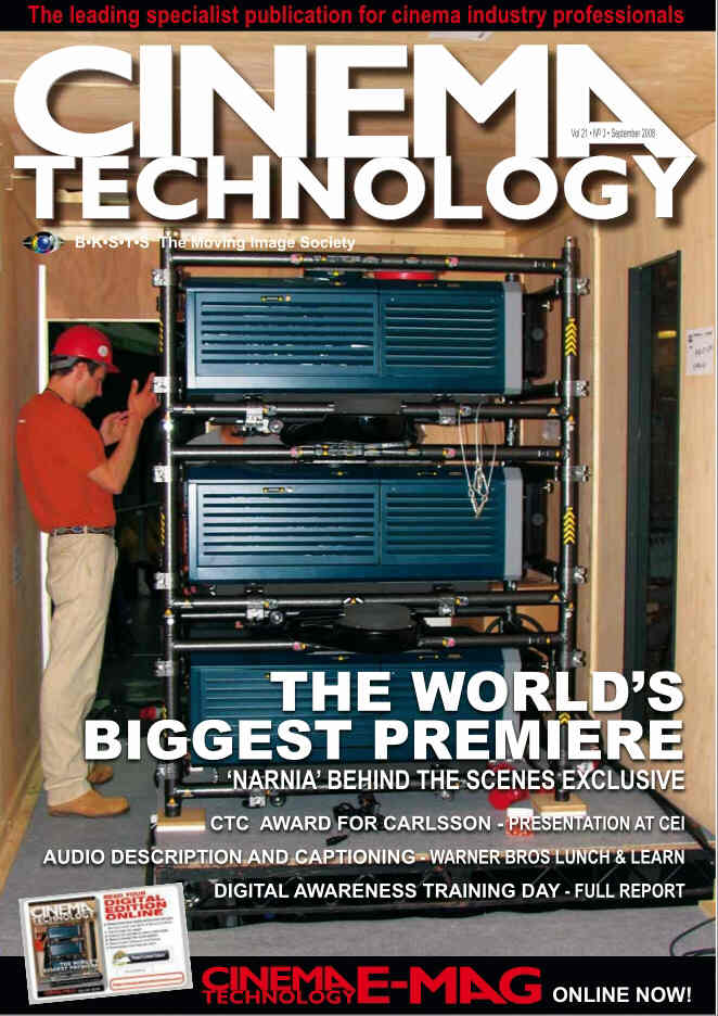 CINEMA TECHNOLOGY magazine side cover September 2008