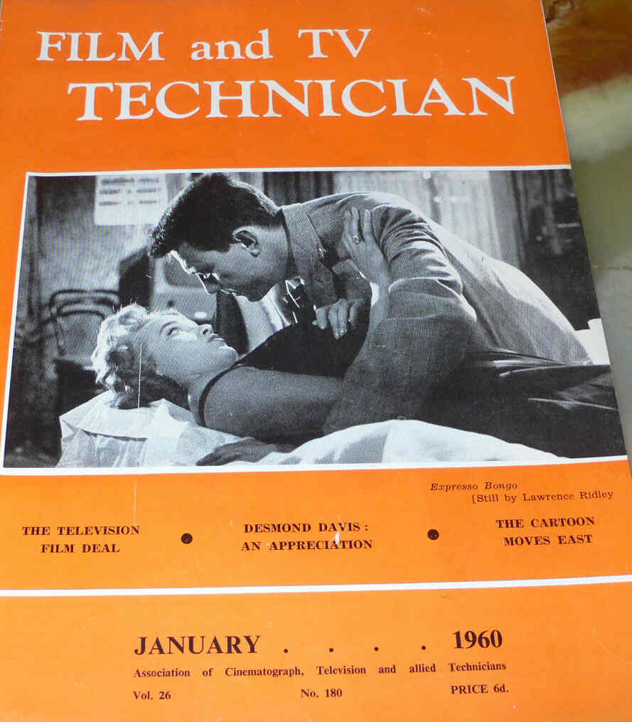 CINE TECHNICIAN magazine side cover Issue 180 January 1960