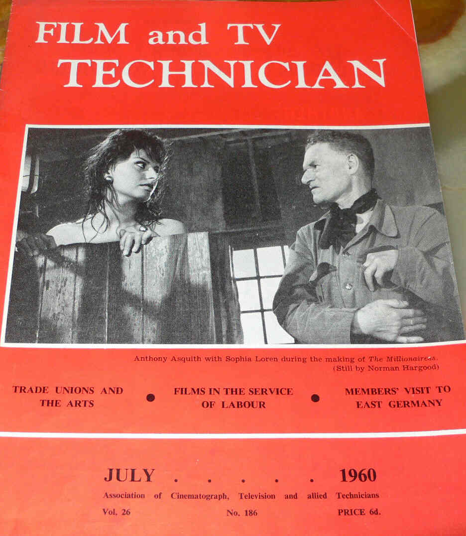 CINE TECHNICIAN magazine side cover Issue 186 July 1960