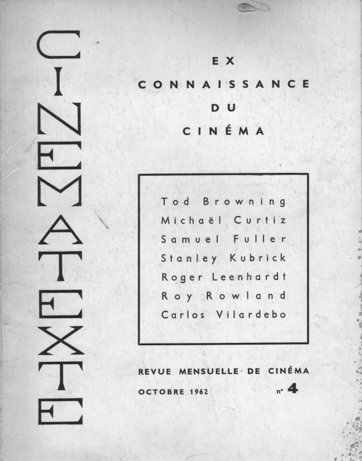 CINEMATEXTE magazine side cover Issue 4 October 1962
