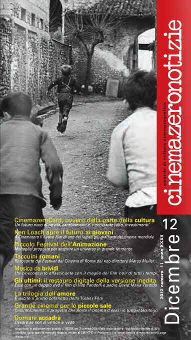 CINEMAZERO NOTIZIE magazine side cover December 2012