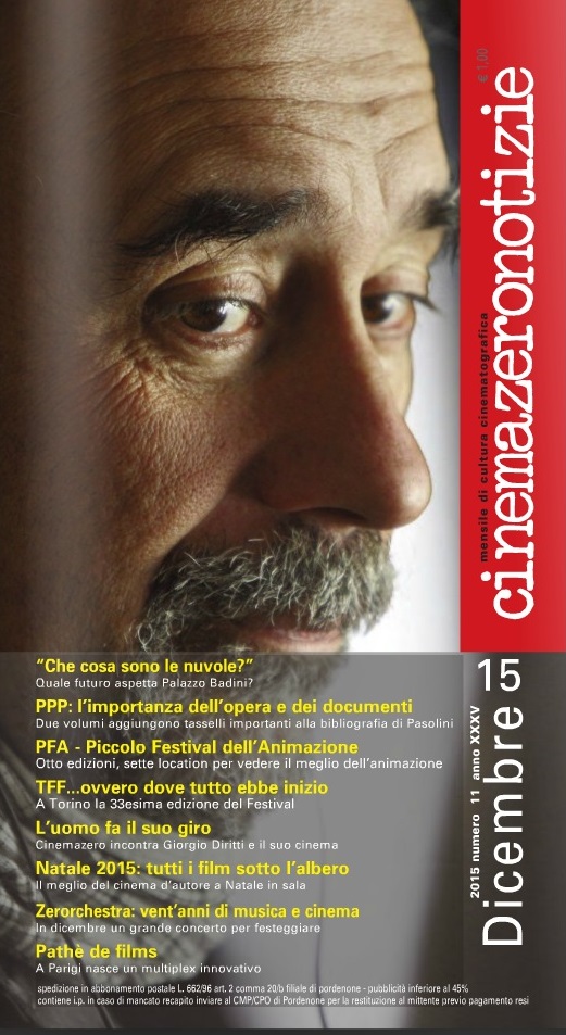 CINEMAZERO NOTIZIE magazine side cover December 2015
