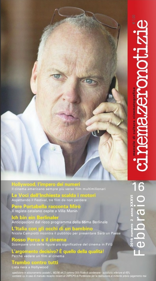 CINEMAZERO NOTIZIE magazine side cover February 2016