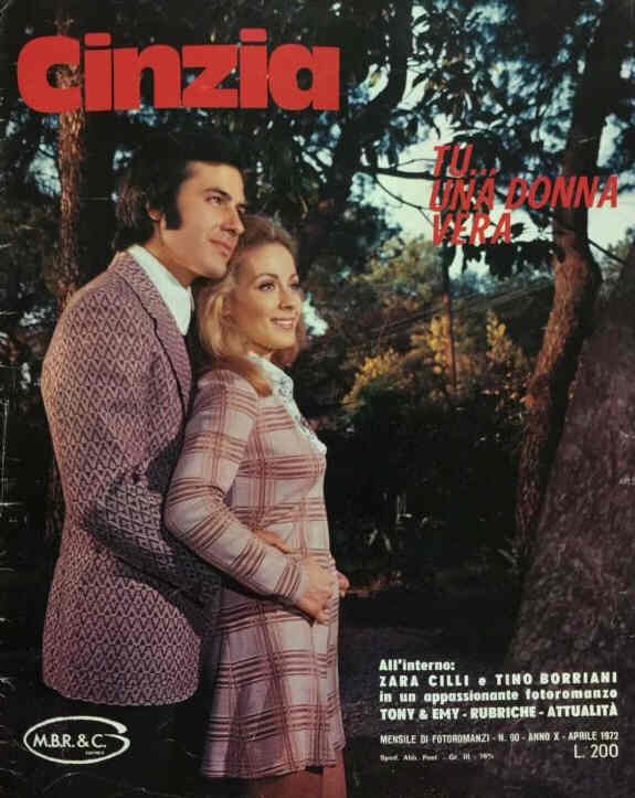 CINZIA FOTOROMANZI magazine side cover Issue 90  April 1972