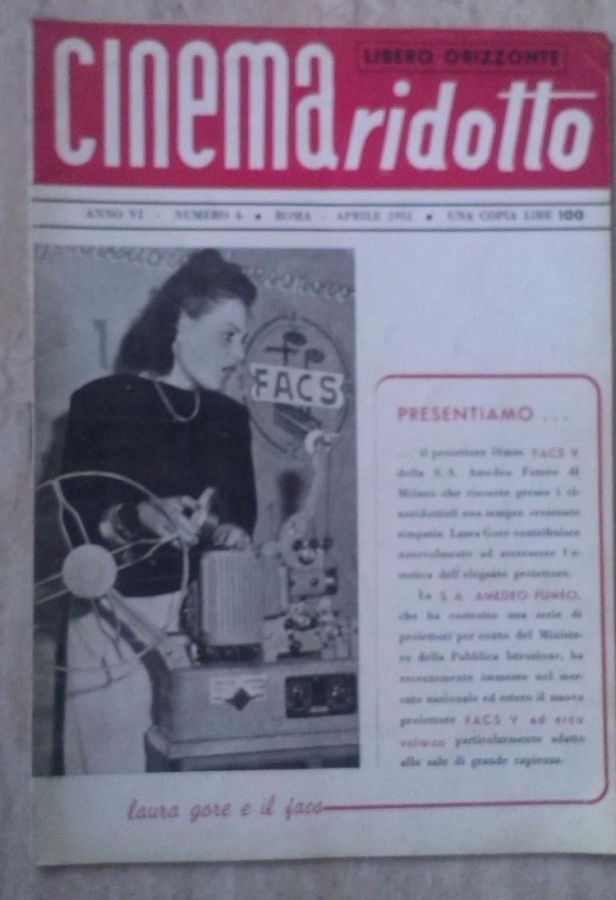 CINEMA RIDOTTO magazine side cover  April 1951