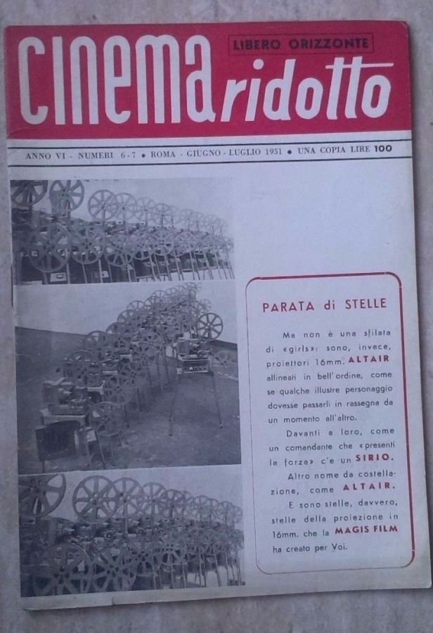 CINEMA RIDOTTO magazine side cover  June/July 1951