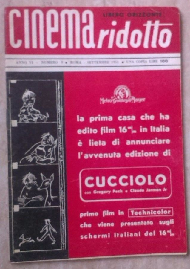 CINEMA RIDOTTO magazine side cover  September 1951