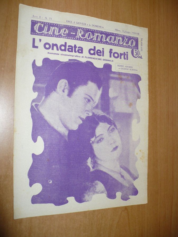 CINE ROMANZO magazine side cover Issue 73 19 June 1930