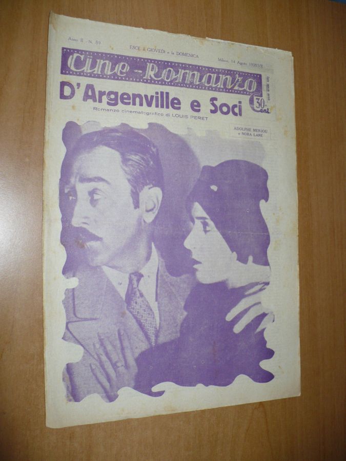 CINE ROMANZO magazine side cover Issue 89 14 August 1930